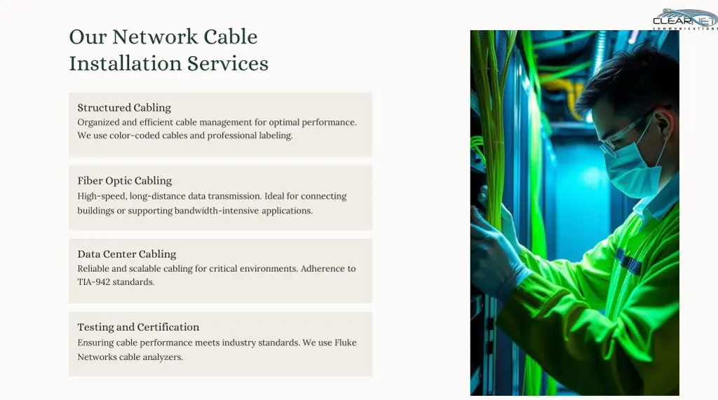 our network cable installation services