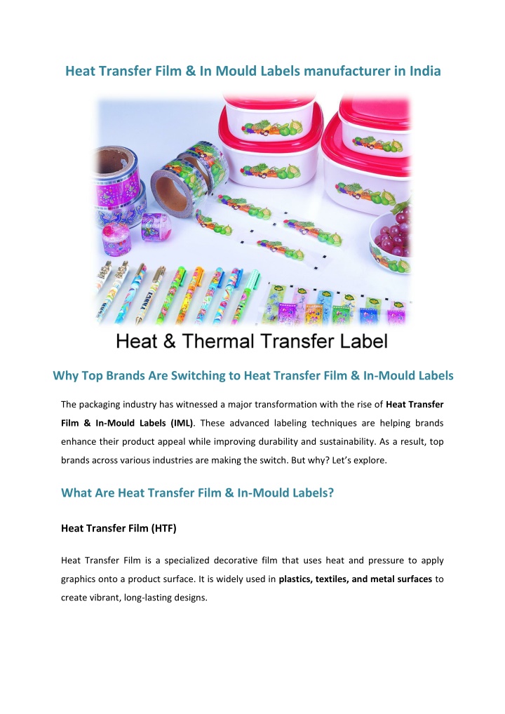 heat transfer film in mould labels manufacturer