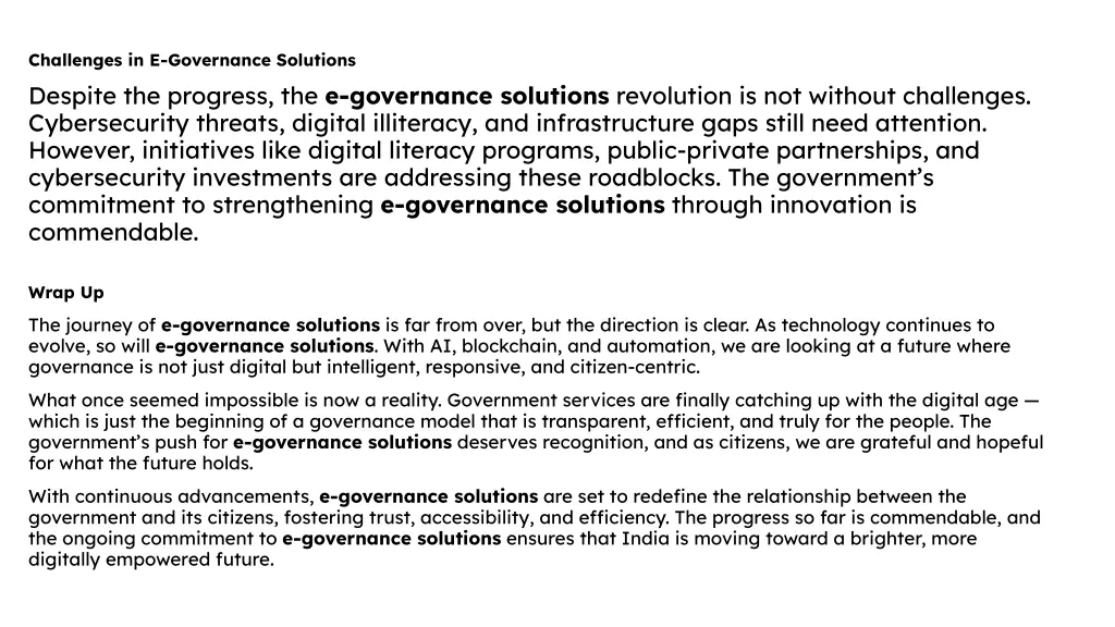 challenges in e governance solutions despite