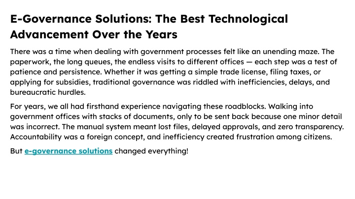 e governance solutions the best technological