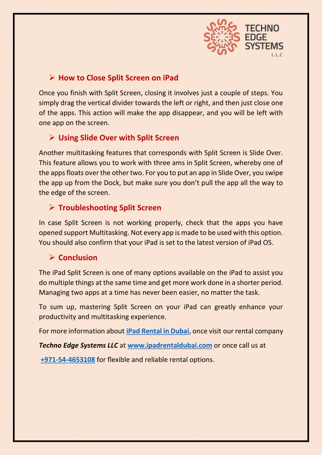 how to close split screen on ipad