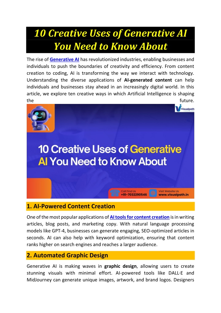 10 creative uses of generative ai you need