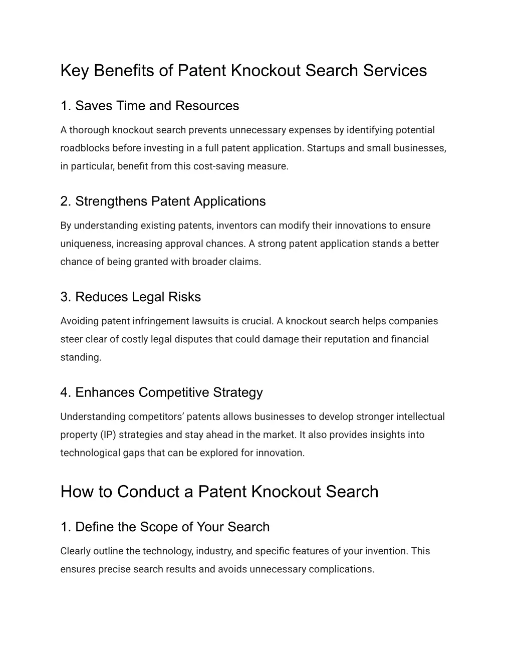 key benefits of patent knockout search services