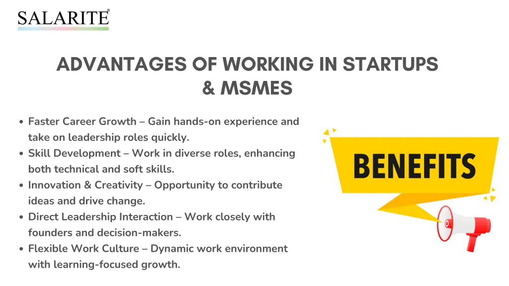 advantages of working in startups msmes