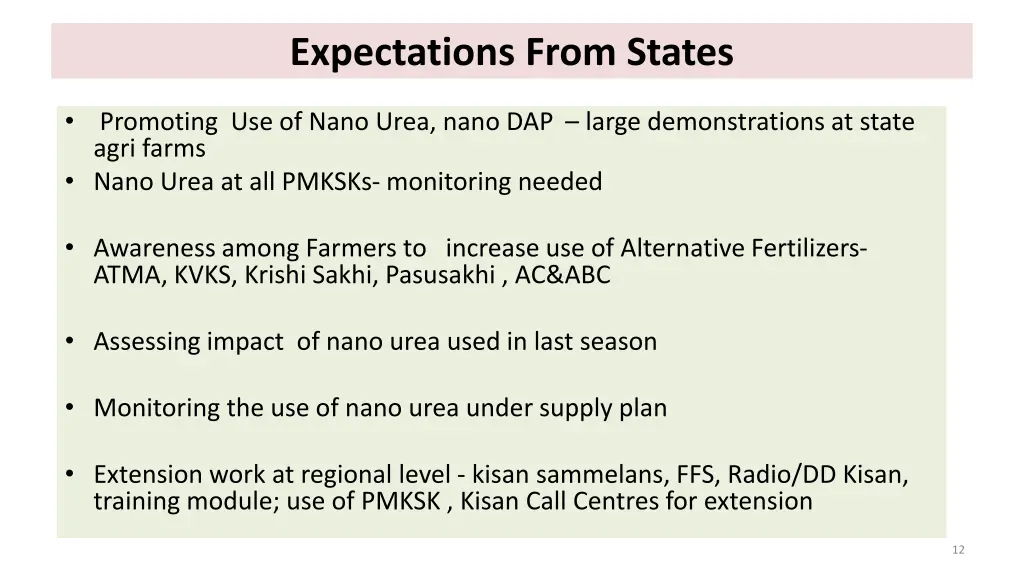 expectations from states 1
