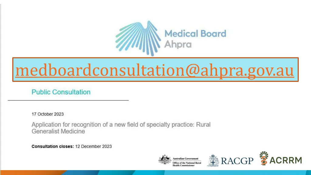 medboardconsultation@ahpra gov au