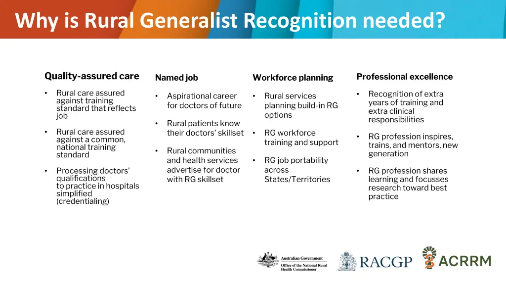 why is rural generalist recognition needed