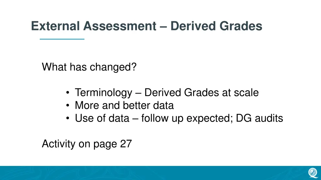 external assessment derived grades