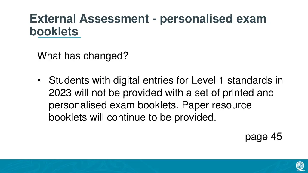 external assessment personalised exam booklets