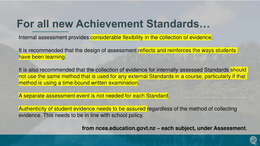for all new achievement standards