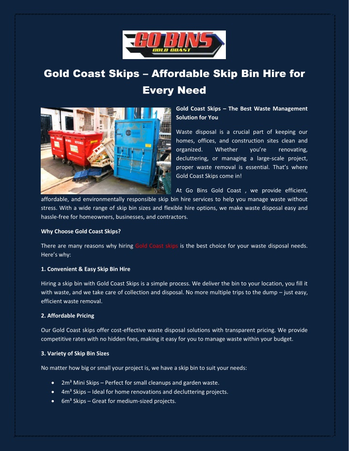 gold coast skips affordable skip bin hire