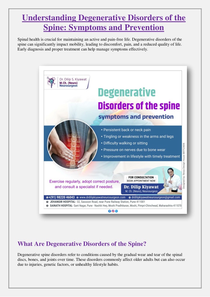 understanding degenerative disorders of the spine