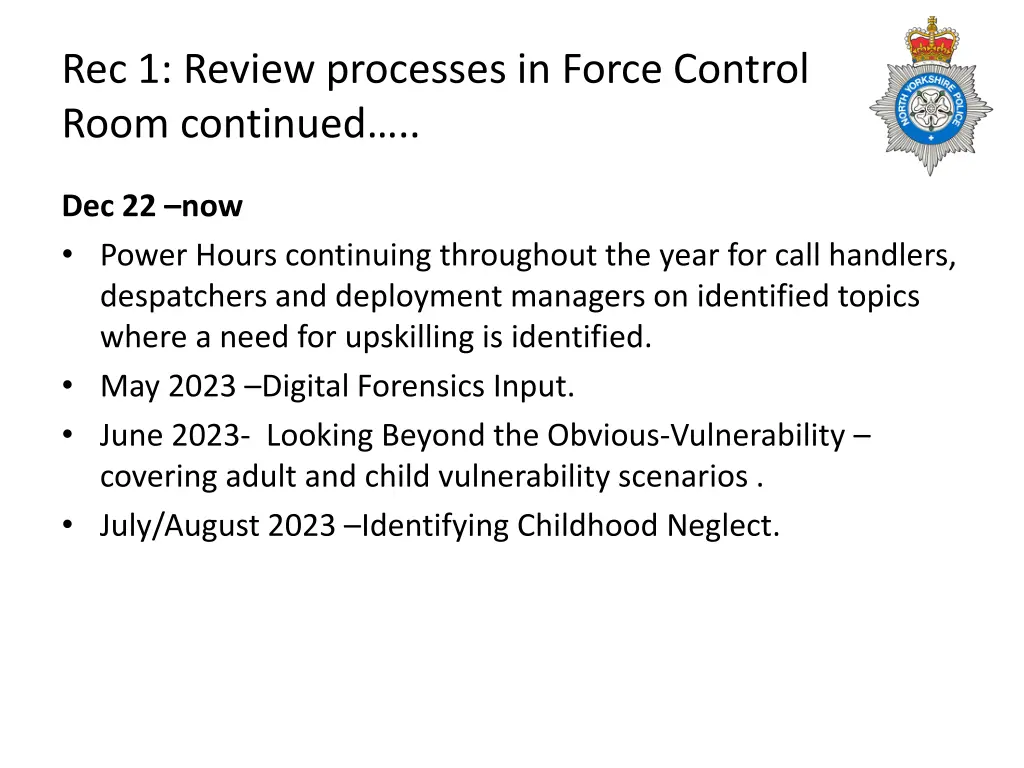 rec 1 review processes in force control room 1