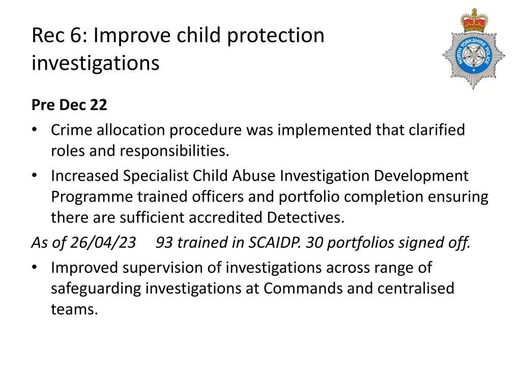 rec 6 improve child protection investigations