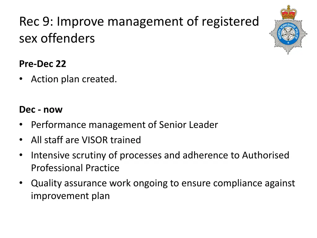 rec 9 improve management of registered