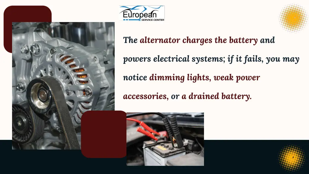the alternator charges the battery and