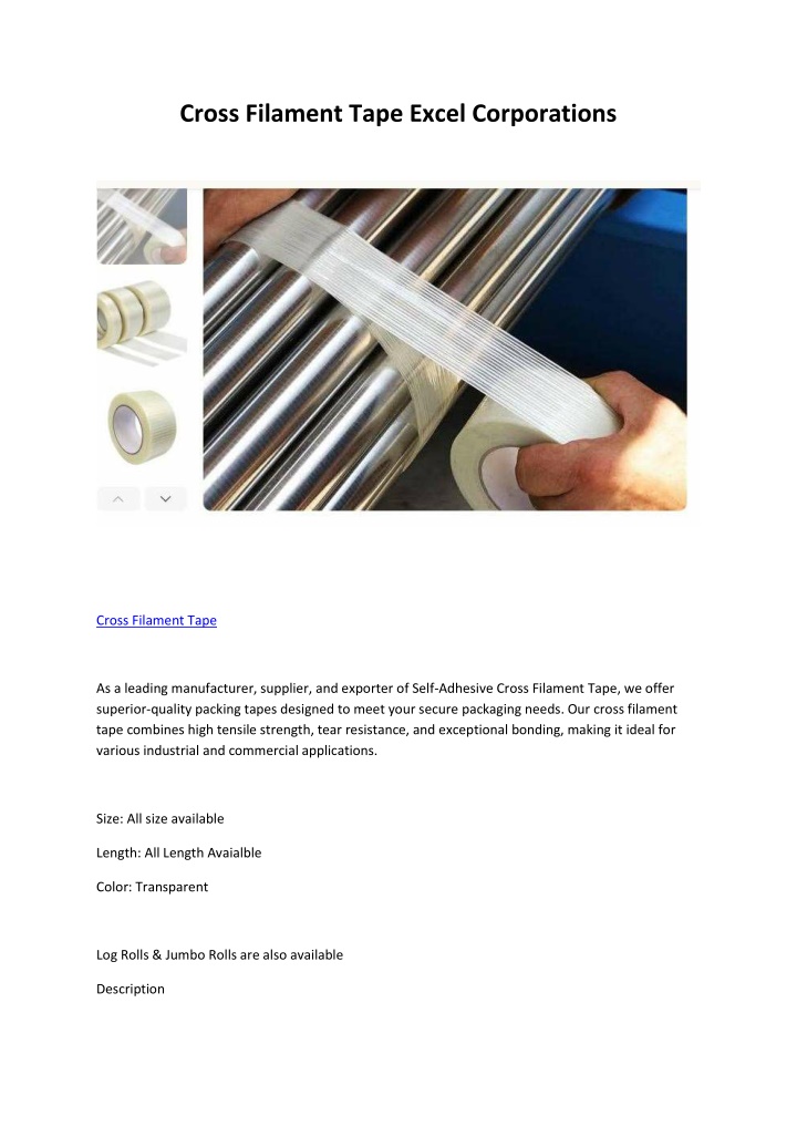 cross filament tape excel corporations
