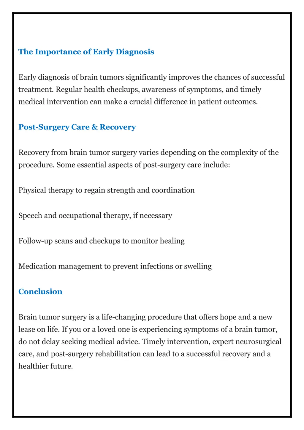 the importance of early diagnosis