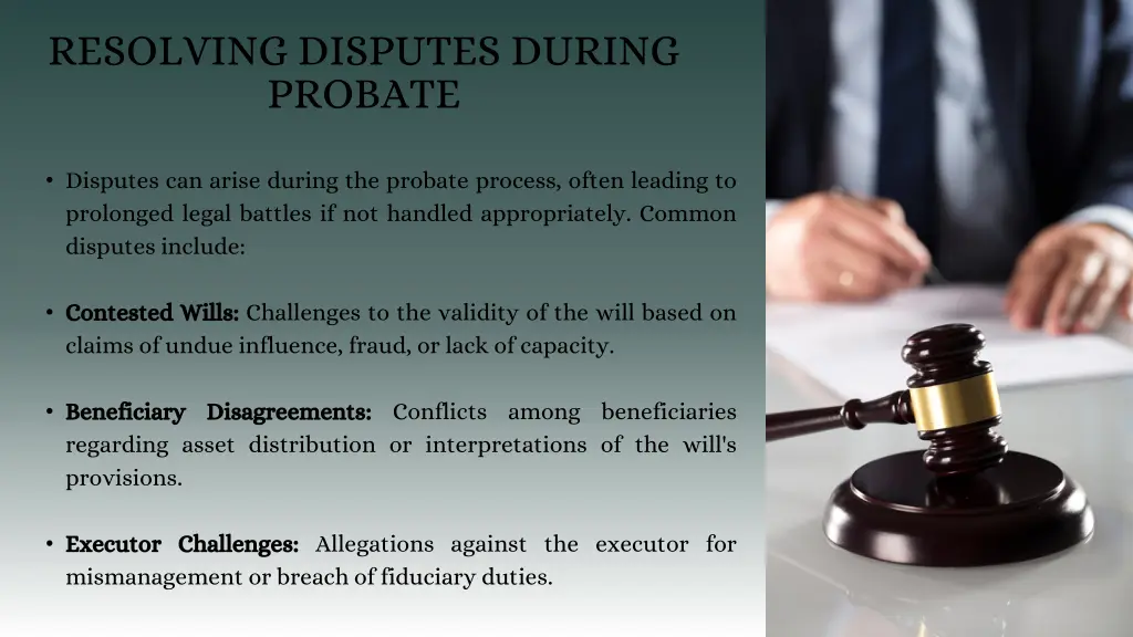 resolving disputes during probate