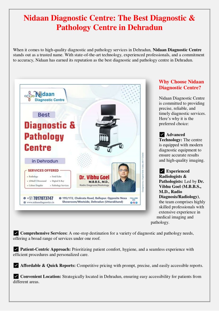 nidaan diagnostic centre the best diagnostic