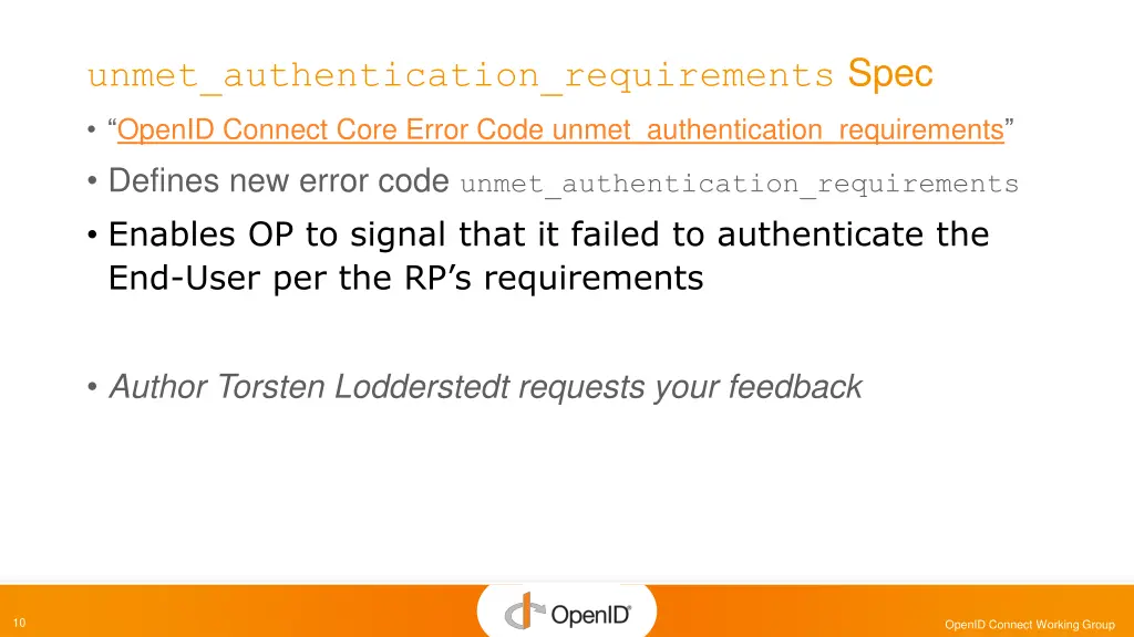 unmet authentication requirements spec