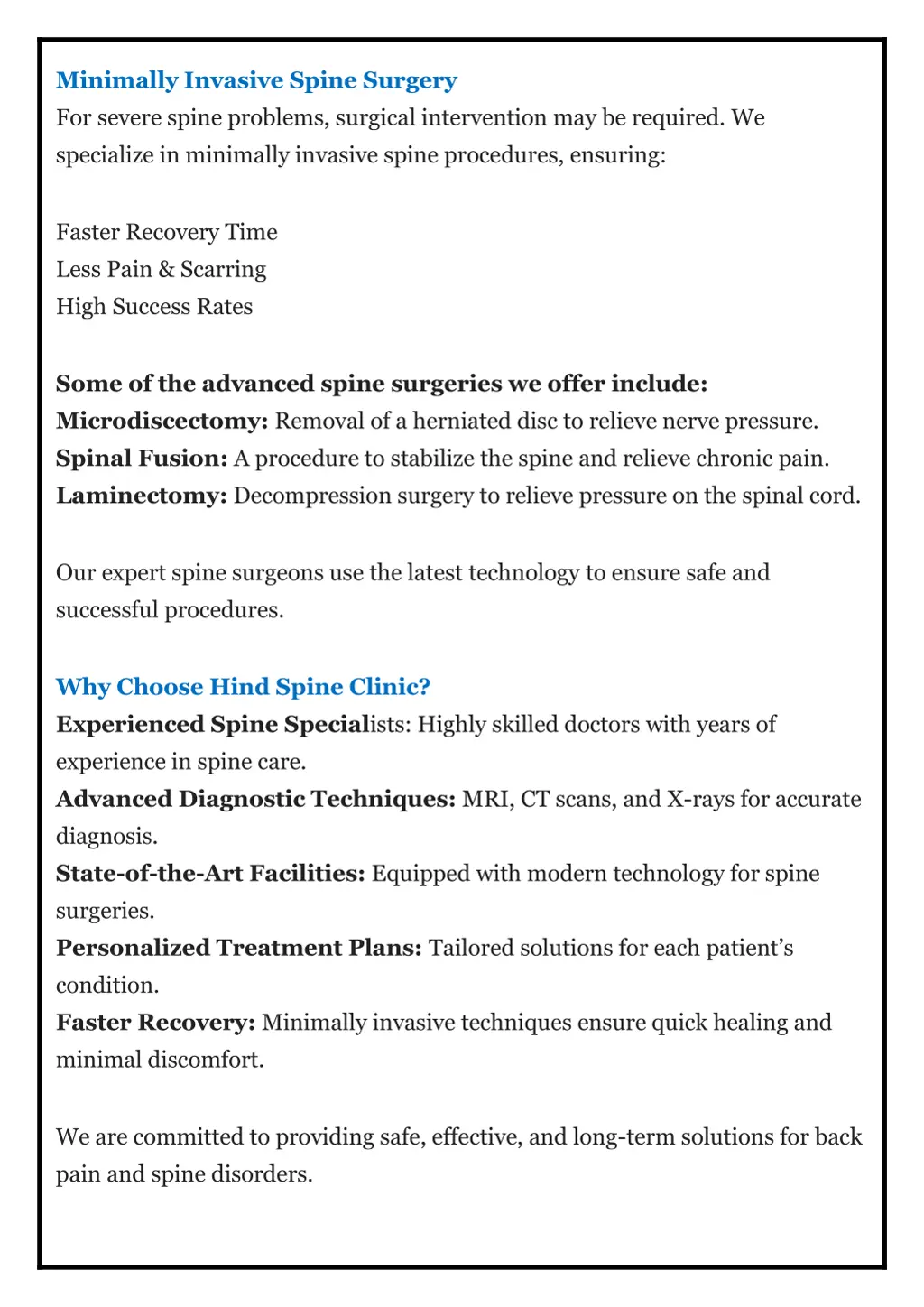 minimally invasive spine surgery for severe spine