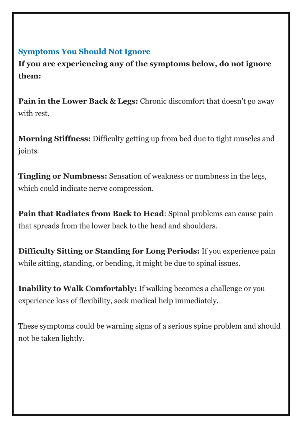 symptoms you should not ignore