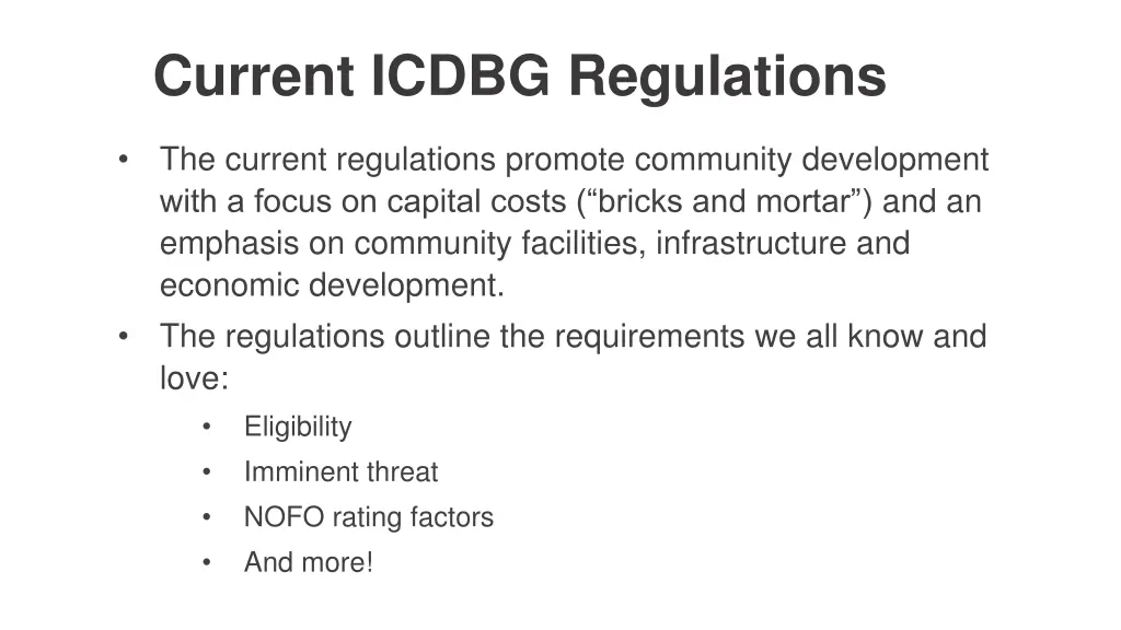 current icdbg regulations