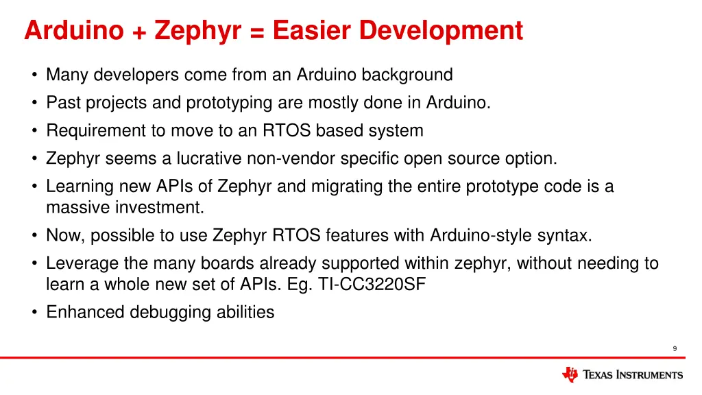 arduino zephyr easier development