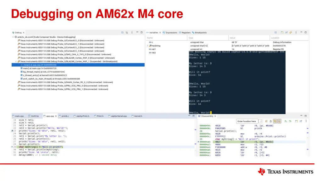 debugging on am62x m4 core