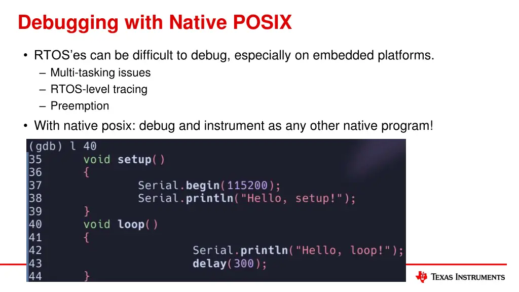 debugging with native posix