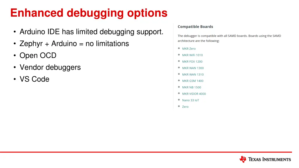 enhanced debugging options