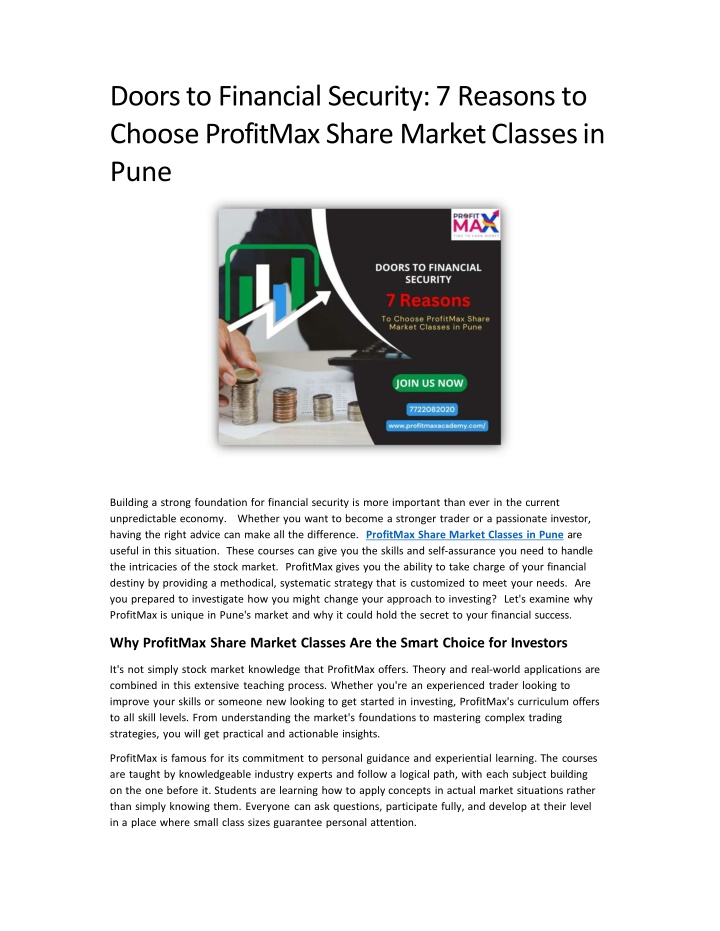 doors to financial security 7 reasons to choose