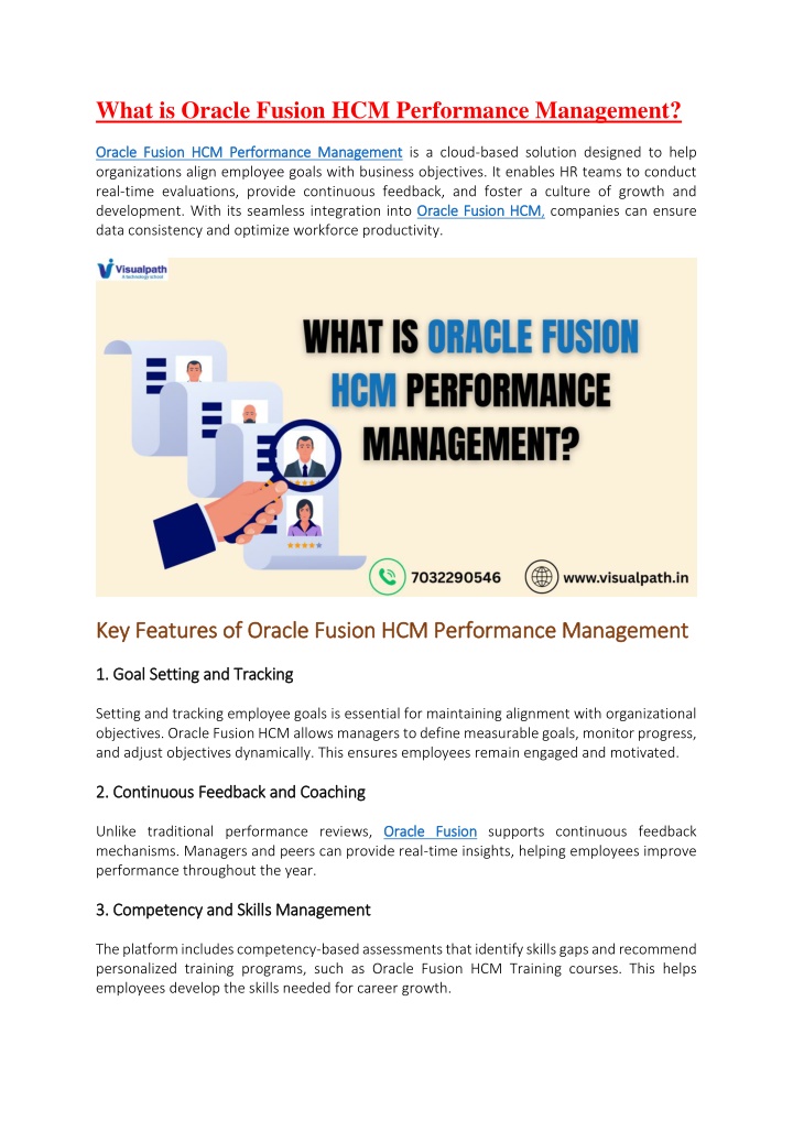 what is oracle fusion hcm performance management