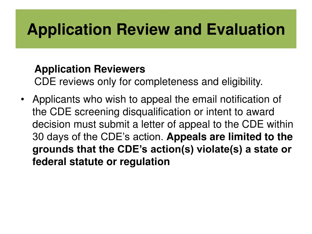 application review and evaluation