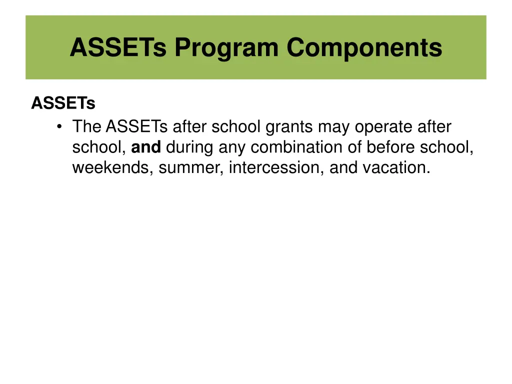 assets program components