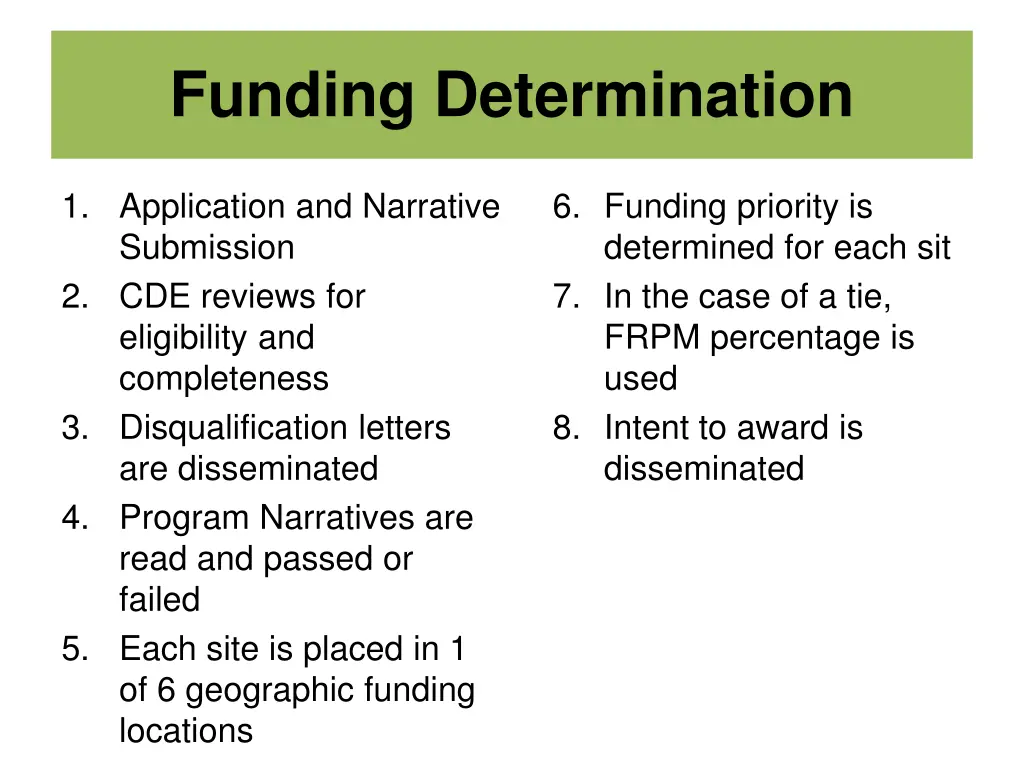 funding determination