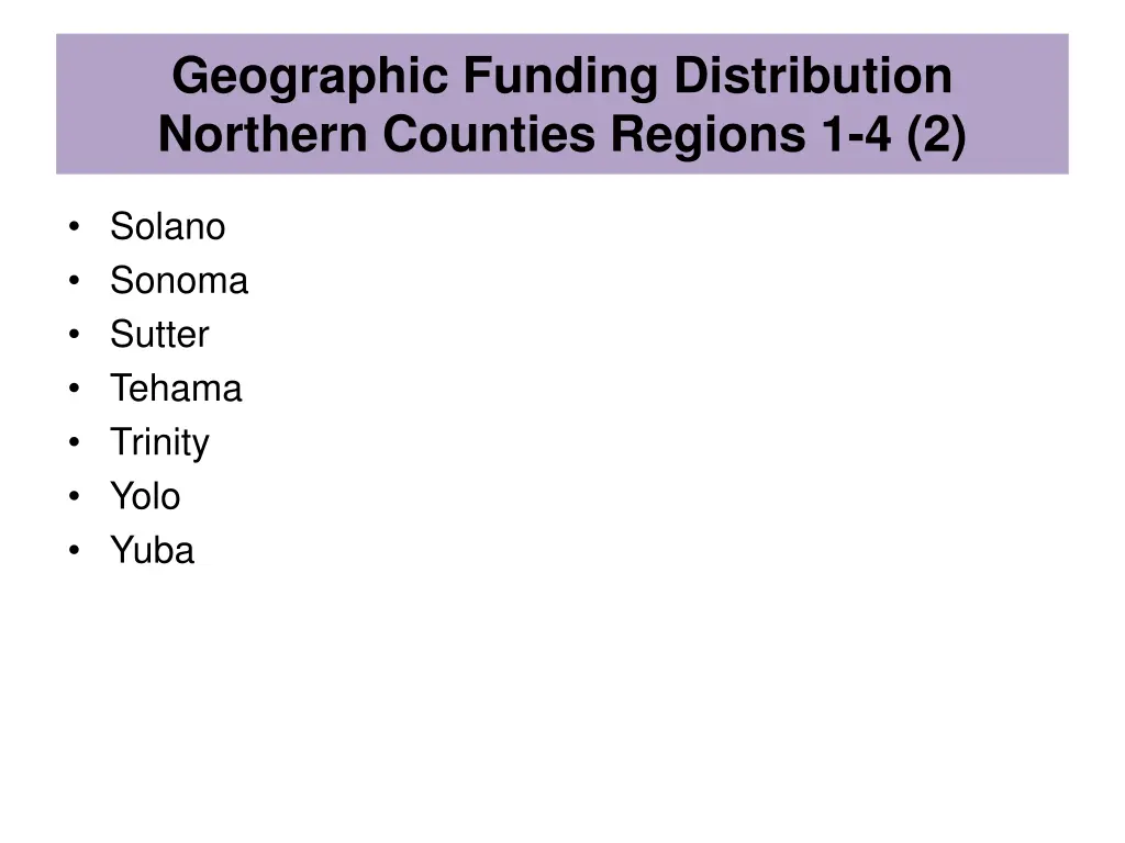 geographic funding distribution northern counties 1