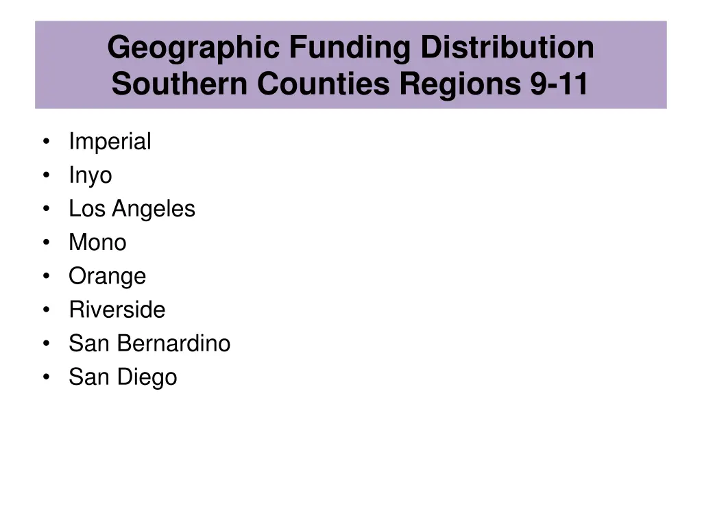 geographic funding distribution southern counties