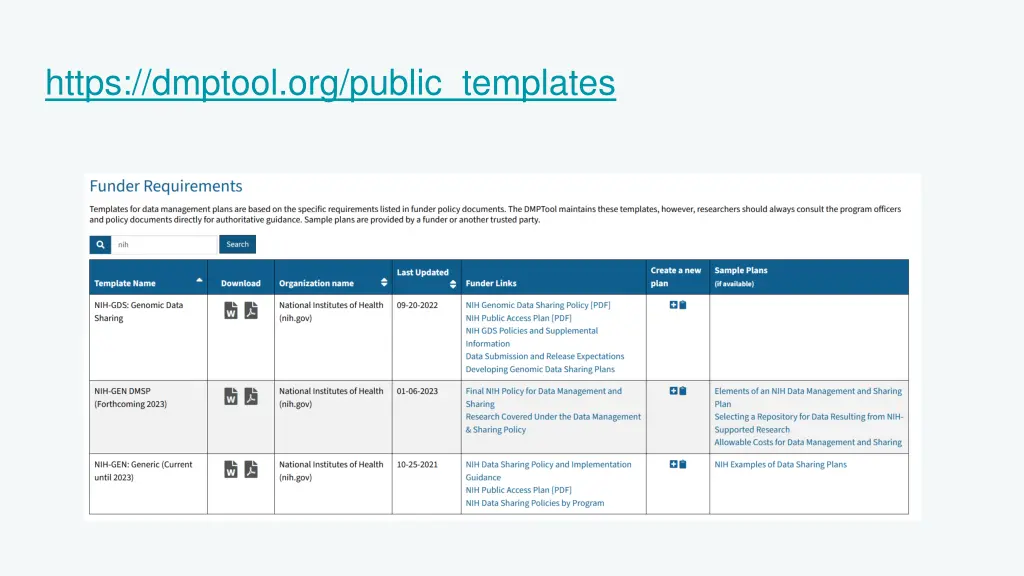 https dmptool org public templates