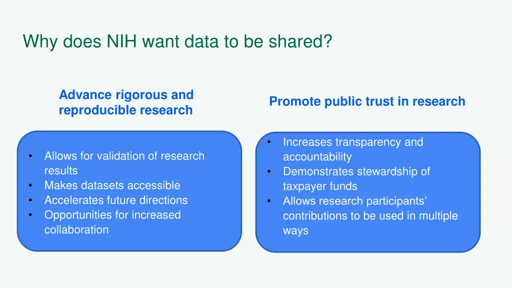 why does nih want data to be shared