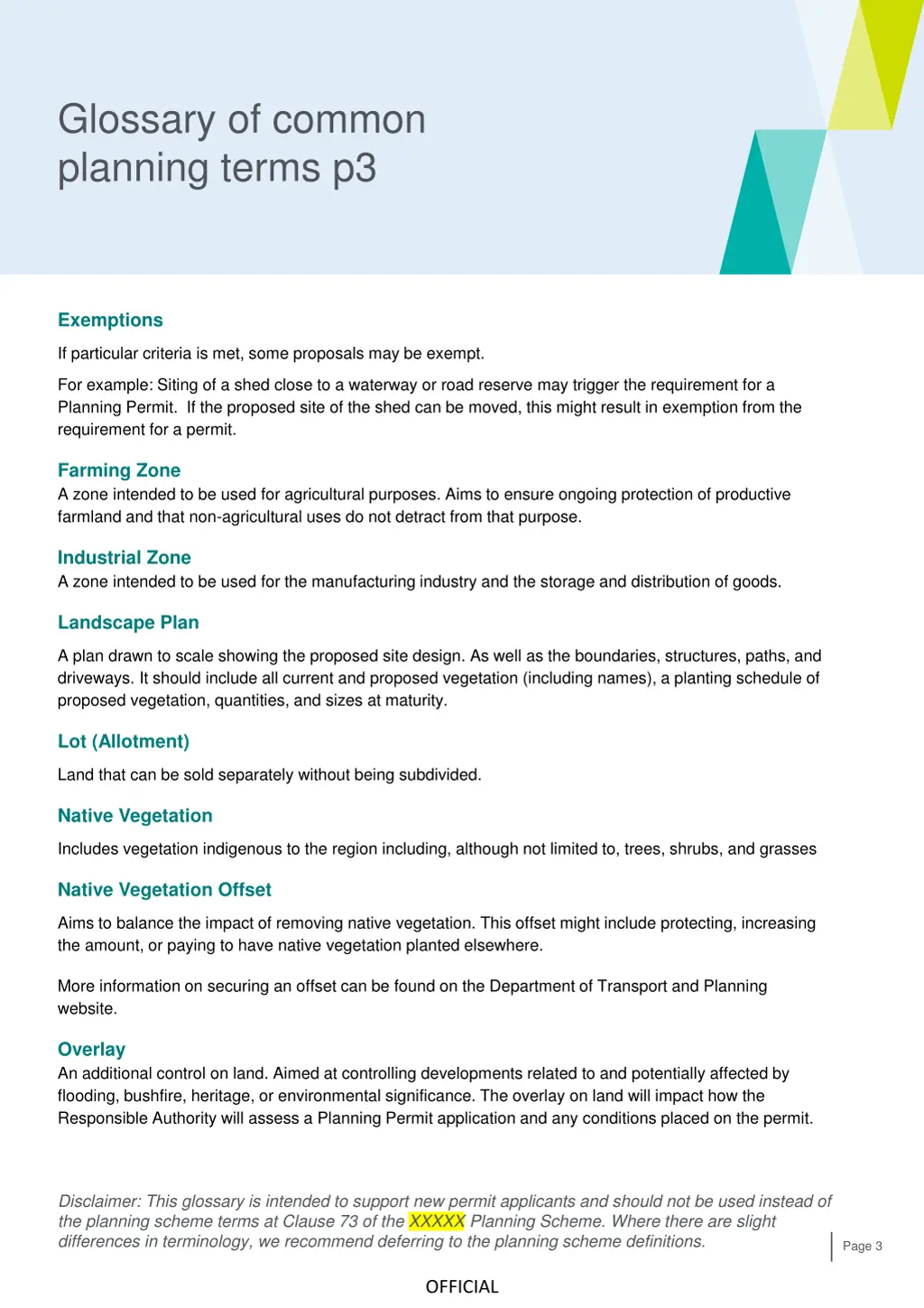 glossary of common planning terms p3