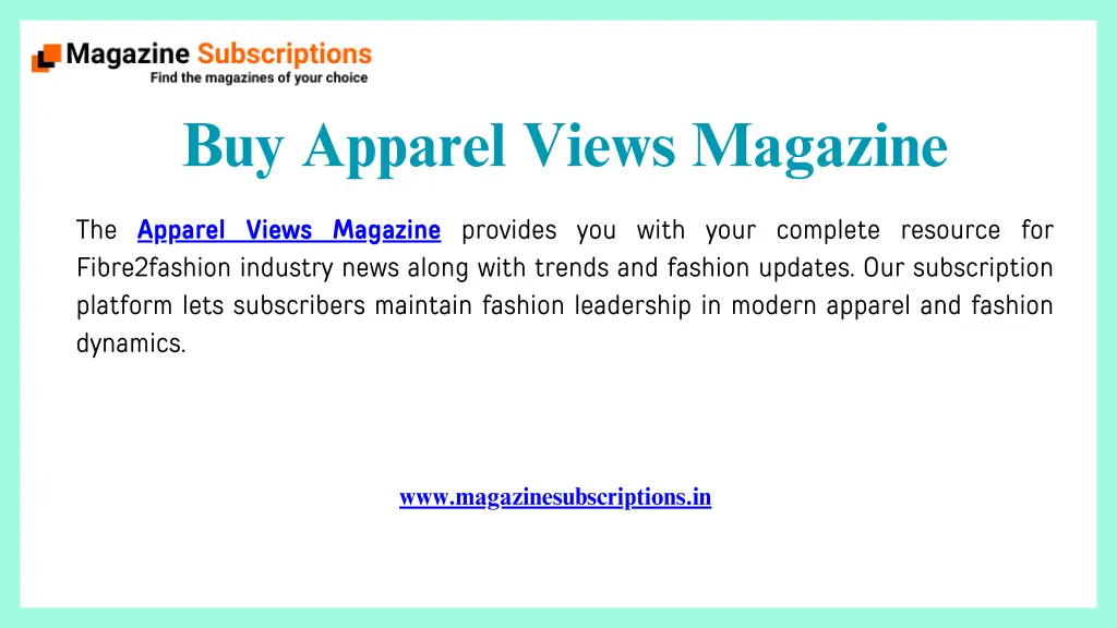 buy apparel views magazine