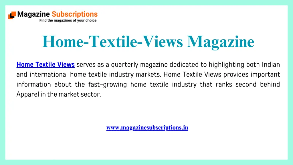home textile views magazine