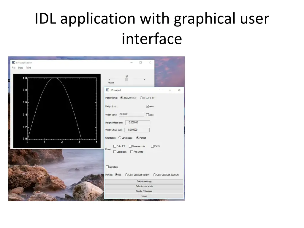 idl application with graphical user interface