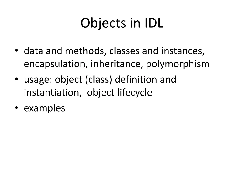 objects in idl