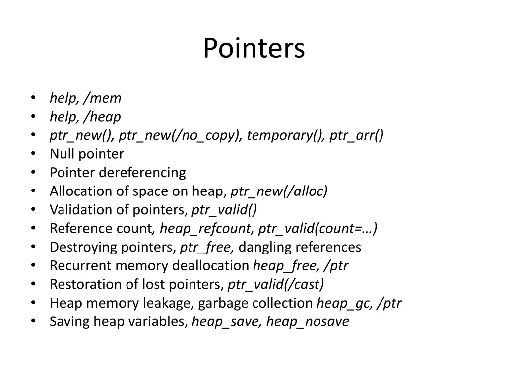 pointers