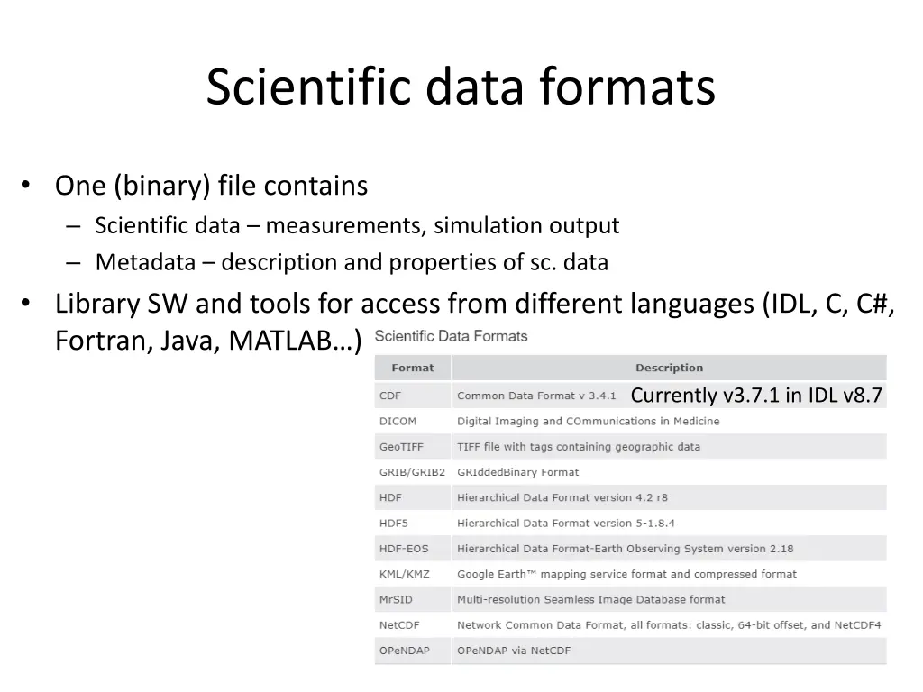 scientific data formats