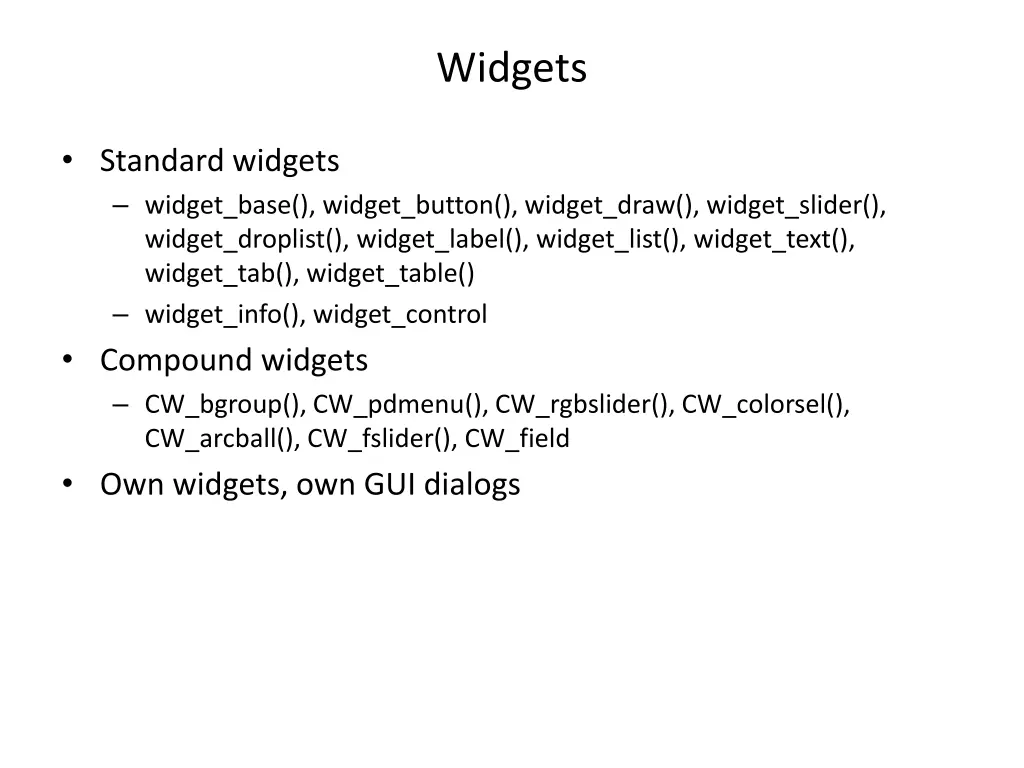 widgets