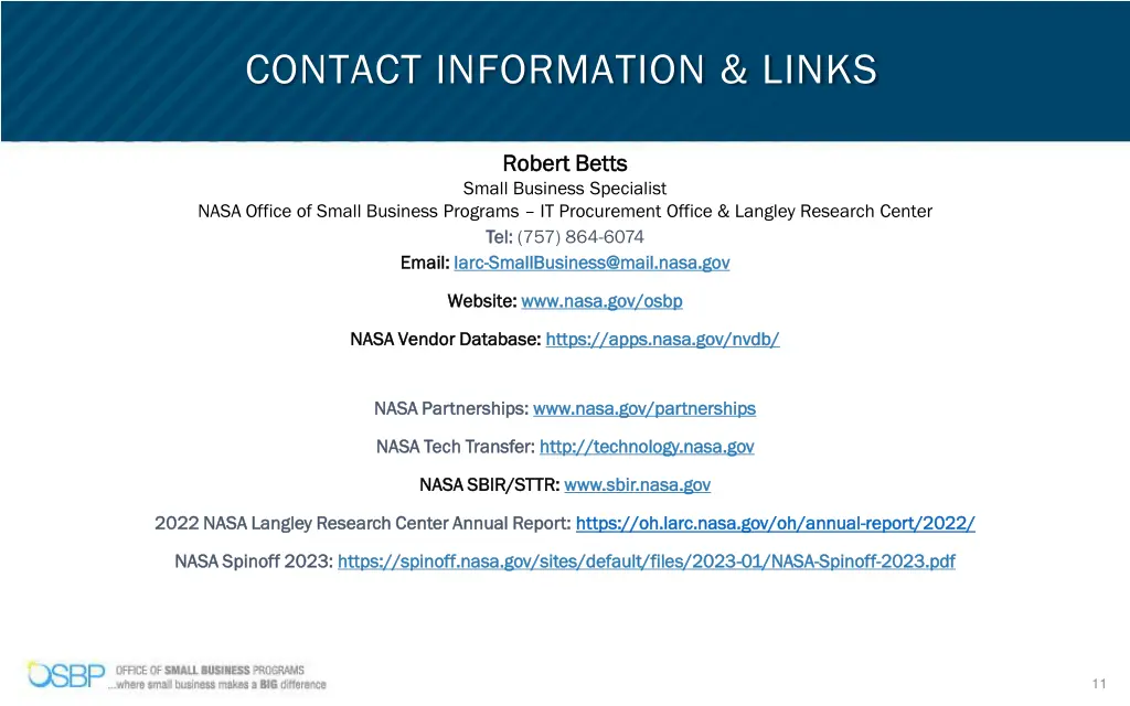 contact information links